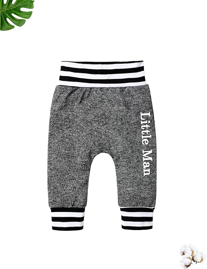 Fommy Newborn Baby Boy Clothes New to The Crew Letter Print Romper+ Pants+Hat 3PCS Outfit