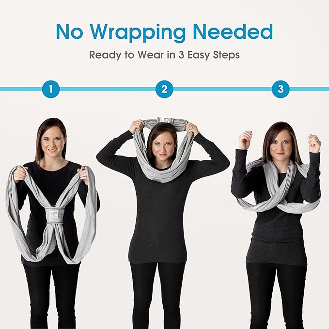 Original Baby K'tan Baby Carrier: #1 Easy Pre-Wrapped, Soft, Slip-On, No Rings, No Buckles | 5 in 1 Baby Sling for Hands-Free Comfort | Black | X-Large
