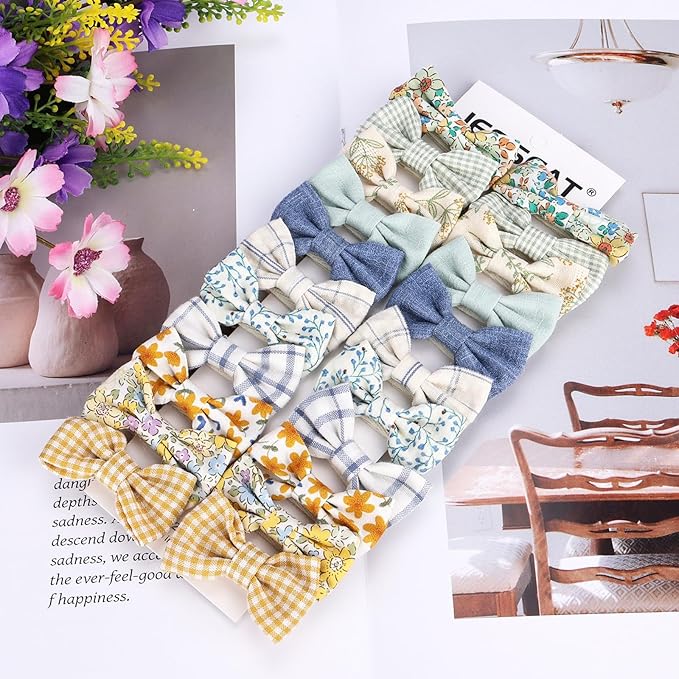 JESSCAT 22 Pcs Hair Clips for Girls with Bows Flower, Fully Lined Alligator Clips and Barrettes, Fabric Handmade Barrettes Hair Accessories for Girls Baby Infants Toddler Kids