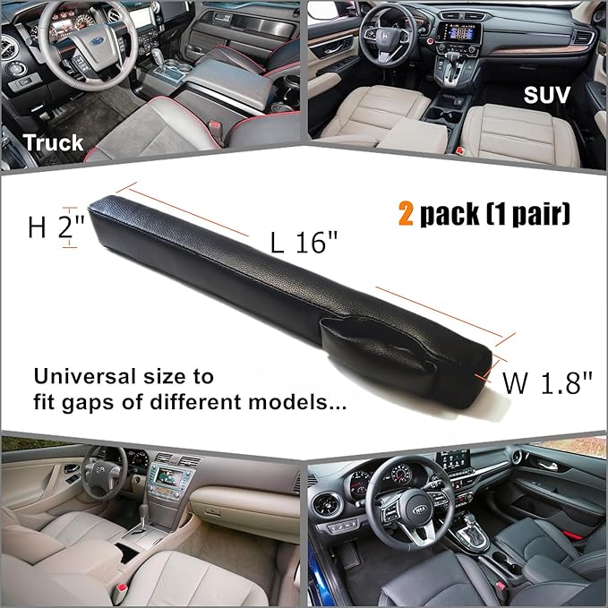 No Drop Seat Guard, Car Seat Gap Filler Universal Gap Stopper/Catcher to Fill The Gap Between Seat and Console Black Plug Crevice Blocker Pad Plug Stopper with Seat Belt Buckle Hoop YMT-A03b