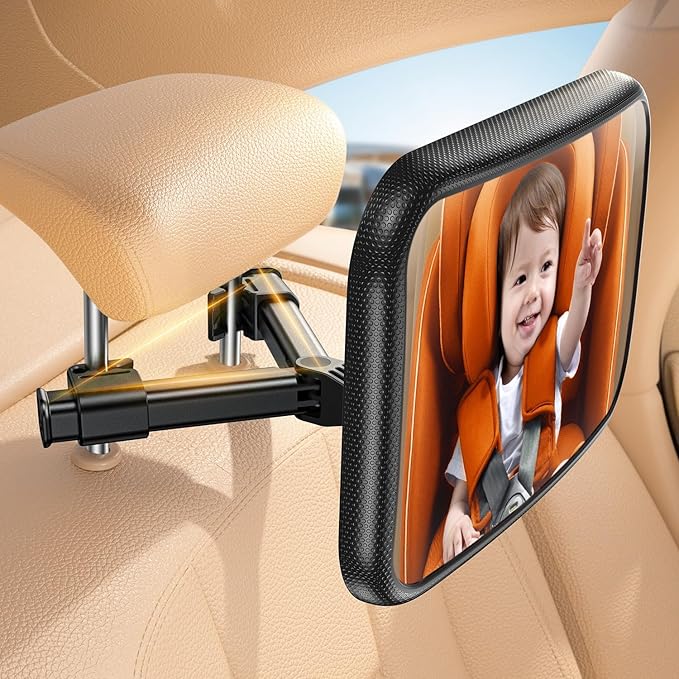 Lamicall Baby Car Mirror for Backseat - [2025 Safest Triangle Hook Clip] Acrylic Car Seat Mirror for Rear Facing, 360° Rotation & Wide Clear View, 3S Quick Install, Newborn Baby Gifts Accessories