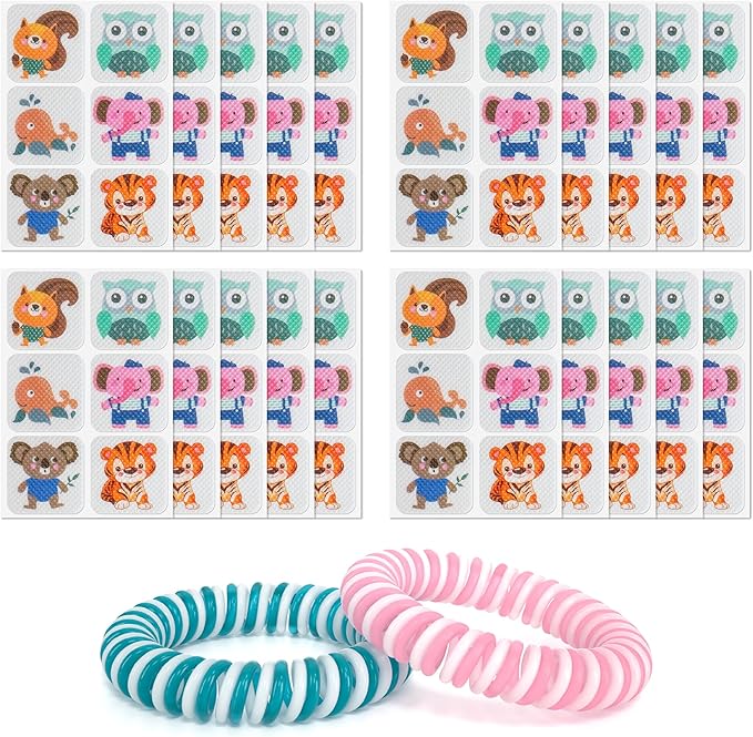 120 Pack Mosquito Patches Stickers for Kids & Adult, Resealable Stickers with 2 Pack Mosquito Bracelet, Mosquito Stickers for Indoor Outdoor Camping & Travel Summer Camp Essentials