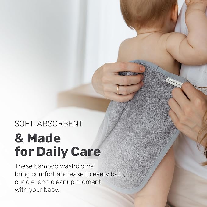 Bamboo Baby Washcloths for Newborn, Ultra-Soft & Absorbent for Gentle Bath Time Care, Durable Baby Bamboo Washcloths Made from Premium Viscose