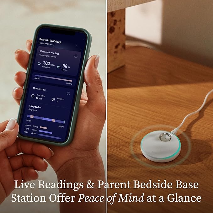 Owlet Dream Sock – Smart Wearable Baby Monitor, Infant Pulse Oximeter Tracks Oxygen & Heart Rate | Parents Receive Alerts, Sleep & Health Insights via App | Mint