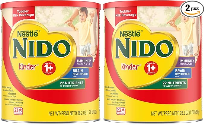 NESTLE NIDO Kinder 1+ Powdered Milk Beverage, 1.76 lb. Canister (Pack of 2)