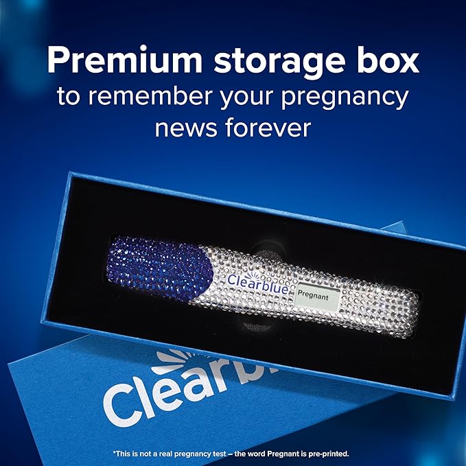 Clearblue Bedazzled Pregnancy Announcement Keepsake Stick 1ct; Unique and Memorable Reminder for Sharing Special Moments on Social Media