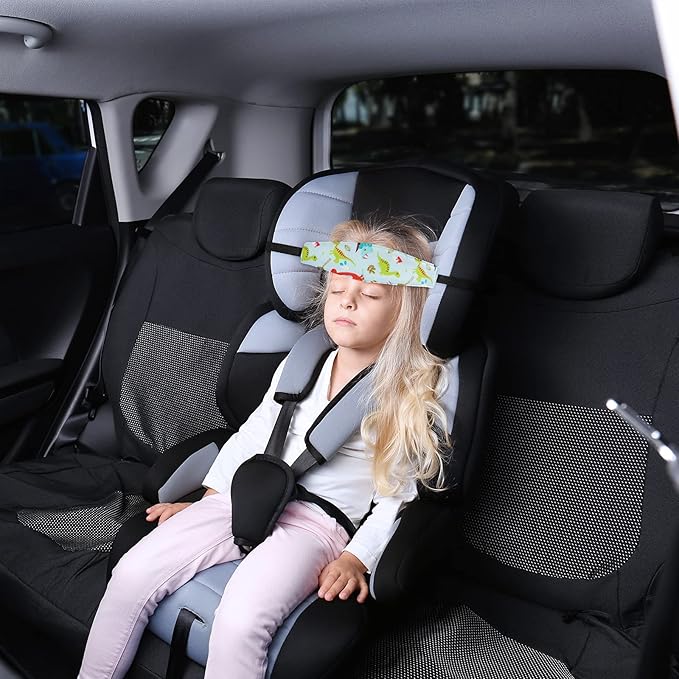HESTYA 2 Pcs Carseat Head Support Toddler Stroller Seat Headrest for Sleeping Traveling Neck Relief Headband Strap for Kids Children Toddler Infant(Dinosaur and Dolphin)