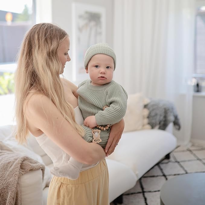 FRIGG Lucky Symmetrical SilkySoft Silicone Baby Pacifier | Made in Denmark | BPA-Free (Cream/Blush, 6-18 Months)