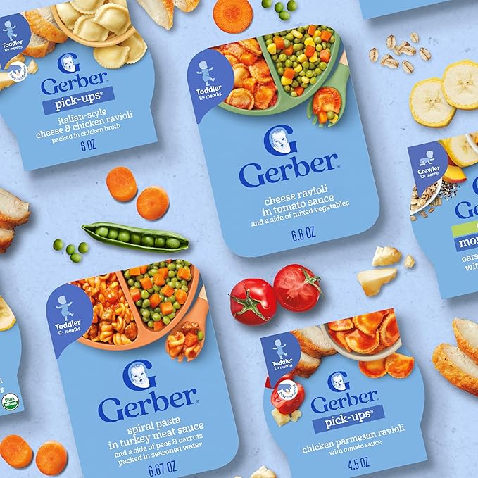 Gerber Toddler Food, Chicken Parmesan Ravioli Pick-Ups, Mealtime for Toddler, 8PK