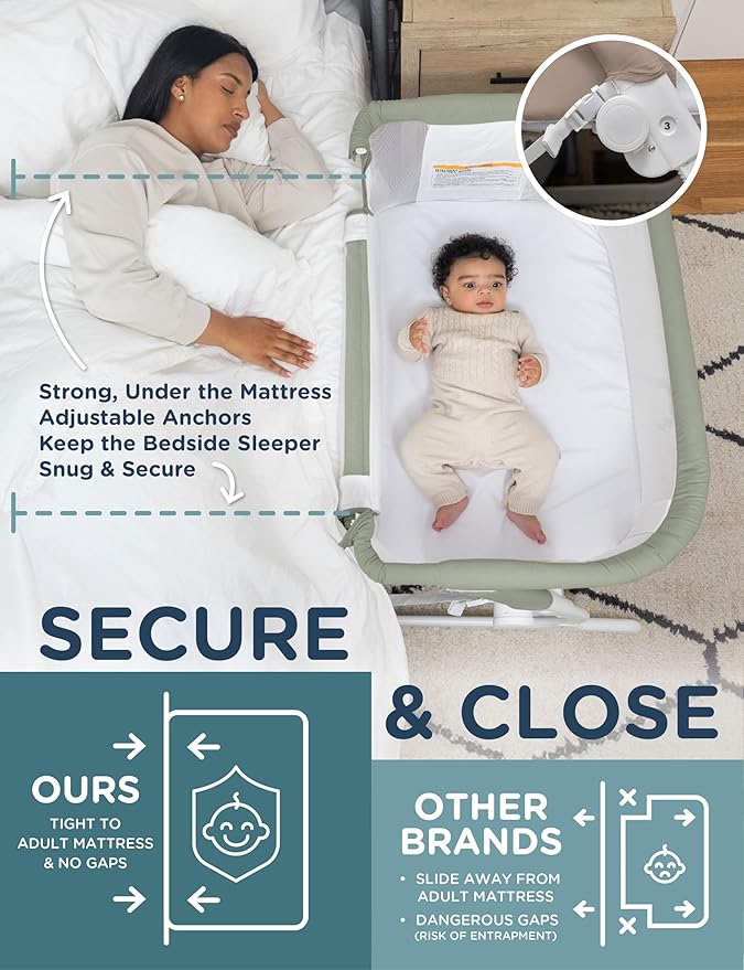 Baby Delight Beside Me Dreamer Bassinet | Bedside Sleeper & Baby Bassinet | 6-Position Height Adjustment | 100% GOTS Certified Organic Cotton Fabric | Organic Sage