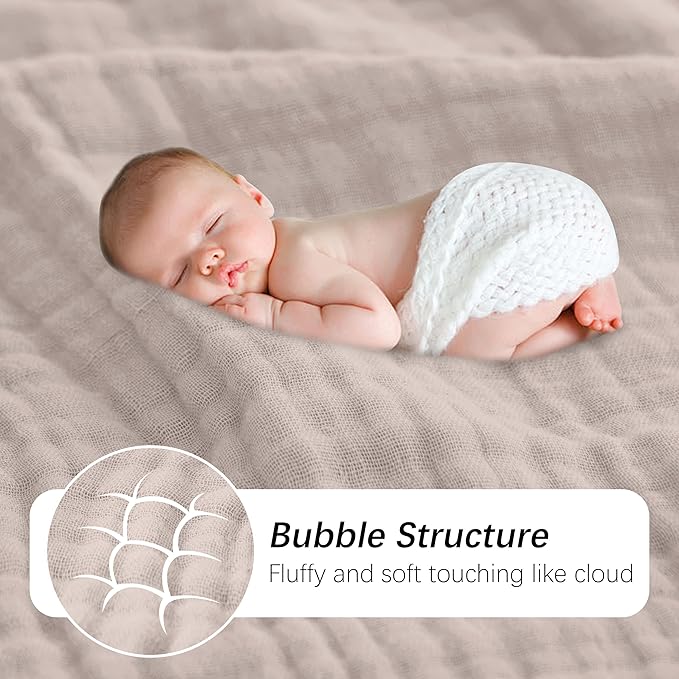 SWEET DOLPHIN Muslin Baby Bath Towels Blanket - 2 Pack 100% Cotton Towel for Babies, Infants, Toddlers - 40x40Inch - Highly Absorbent, Light Bean Paste
