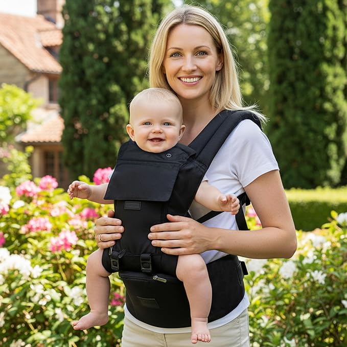 Baby Carrier 6-in-1 Newborn to Toddler,Hip Seat,Adjustable Detachable Infanti Carrier,for All Seasons & Positions,Shopping Travelling, Black