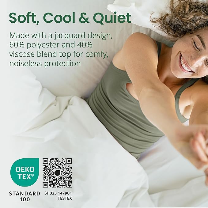 SafeRest Waterproof California King Size Mattress Protector - Viscose Derived from Bamboo - Fitted with Stretchable Pockets - Machine Washable Viscose Blend Mattress Cover for Bed