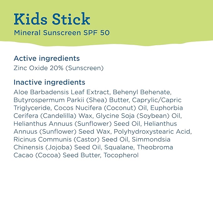 Blue Lizard Kids Mineral SPF 50 Sunscreen Stick, Zinc Oxide, 100% Mineral Actives, Developed for Kids’ Sensitive Skin, TSA-Friendly, Vegan, Paraben-free, Fragrance-Free, 0.5 oz