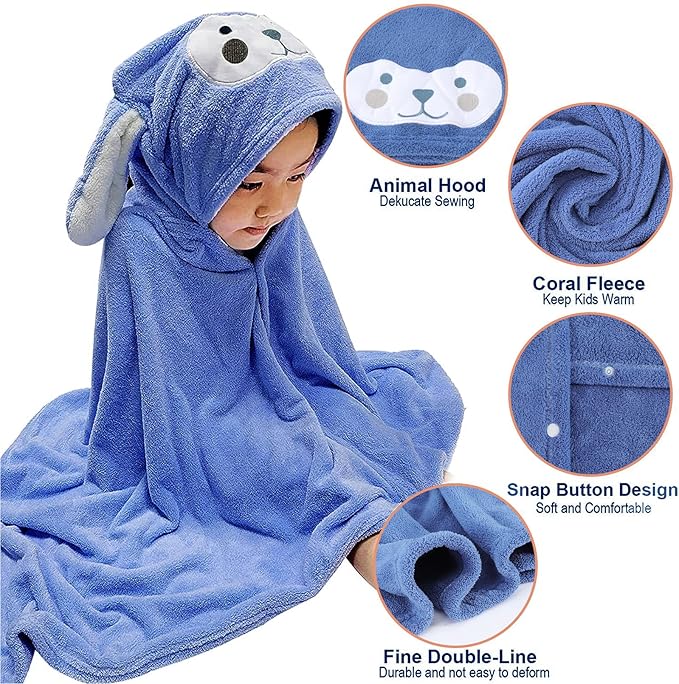 Visen Premium Hooded Towel for Kids,-28×55 INCH Large Size Kids Bath Towel,Ultra Soft Hooded Towel Wrap for Boys Girls, Highly Absorbent Bathrobe Blanket Gifts for Toddlers Shower (Navy Blue)
