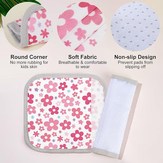 Seat Belt Cover Pad for Baby, Soft Seatbelt Cushion Covers for Kids 2Pcs Car Seat Strap Shoulder Pads for All Car Seats, Stroller, High Chair