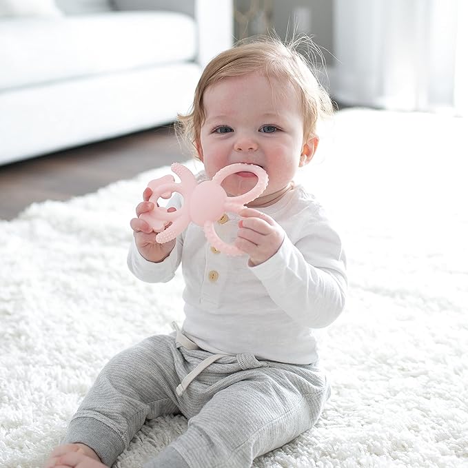 Dr. Brown's Flexees Teether,Pink Bunny,Soft 100% Silicone Baby Teether,BPA Free,3m+,(Pack of 6)