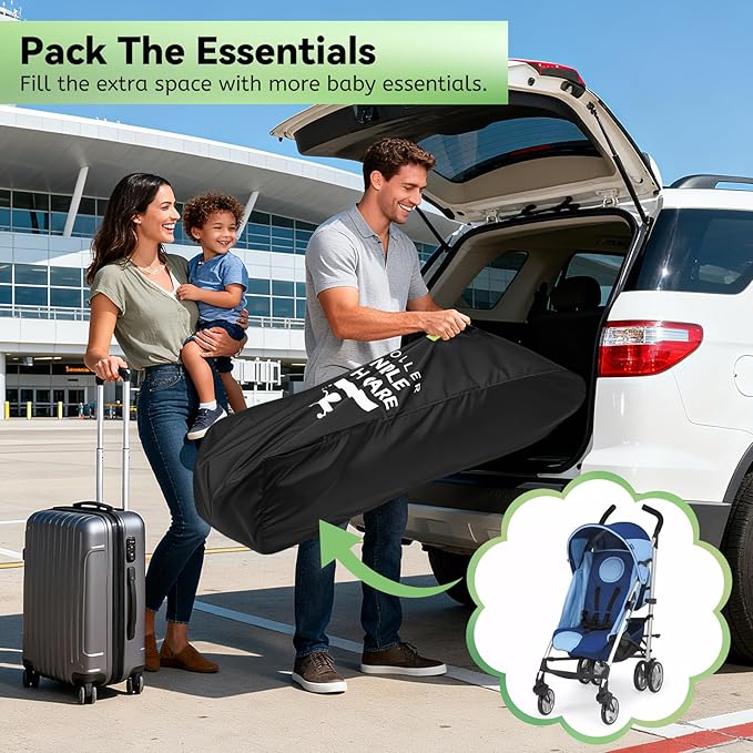 Guiseapue Umbrella Strollers Bag for Airplane Travel Bag for Air Travel, Stroller Cover Accessories Fits Most Single Umbrella Baby Strollers, Christmas Baby Shower Gifts, Flying Essentials