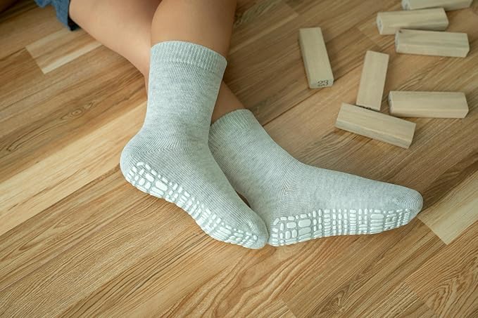 RATIVE Non Skid Anti Slip Crew Socks With Grips for Baby Infant Toddlers Kids Boys