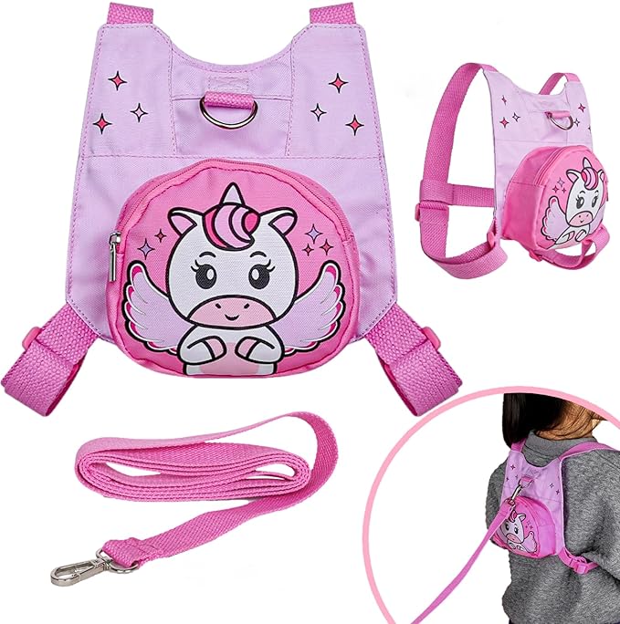 Unicorn Toddler Harness with Leash – Walking Leash for Toddlers | Cute & Secure Safety Harness for Walking Outdoors (Pink)