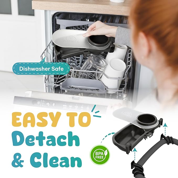 Universal Stroller Snack Tray with Cup Holder 2 in 1 - Stroller Tray Attachment for Baby & Toddler - Baby Stroller Accessories - Fit Most Strollers, Dishwasher Safe with Dust Cover & Silicone Arms