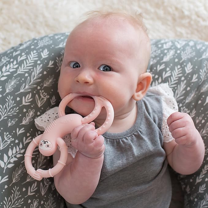 Dr. Brown's Flexees Teether, Pink Sloth, Soft 100% Silicone Baby Teether, BPA Free, 3m+, 1 Pack