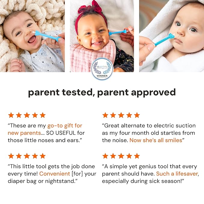 oogiebear: Baby Nose Cleaner & Ear Wax Removal Tool - Safe Booger & Earwax Removal for Newborns, Infants, Toddlers - Dual-Ended - Essential Baby Stuff, Diaper Bag Must-Have, with CASE
