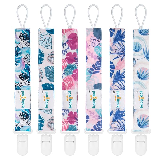 babygoal Hawaii Pacifier Clips, 6 Pack Binky Paci Holder Clips Leashes Fits for Most Pacifiers and Binkies 6PS25