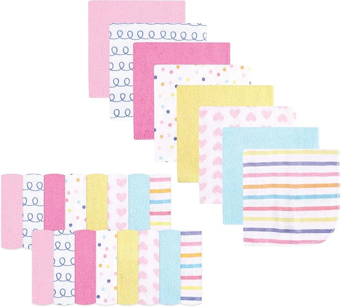 Hudson Baby Unisex Baby Rayon from Bamboo Washcloth Bundle, Colorful Dots, One Size