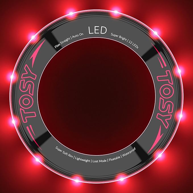 TOSY Flying Ring - 36 RGB Multicolor or 12 Monocolor LEDs, Super Bright, Lost Mode, Auto Light Up, Valentine Easter Gift for Kid/Teen/Boy/Girl, Safe, Waterproof, Pool/Beach/Camping Toy