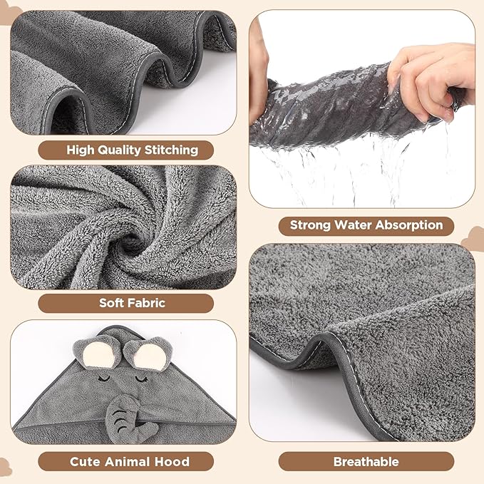 6 Pack Baby Hooded Towels Coral Fleece Baby Bath Towels 31.5 x 31.5 Inch Soft Absorbent Hooded Bath Blanket for Newborn Toddler Infant Boy Girl Shower Gift Supplies(Multicolor,Classic)