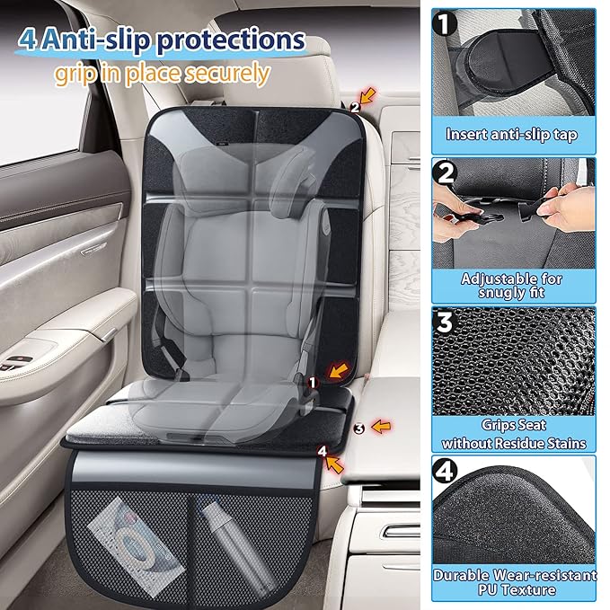 Gimars Car Seat Protectors, 2 Pack XL 5-Layer Thickest EPE Waterproof Protectors with 600D Fabric, Nonslip Backing, Storage Pockets for SUV, Sedan, Truck, Leather Seats (Gray)