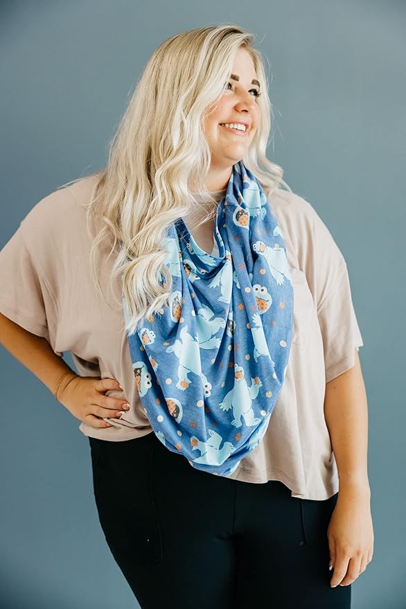 Copper Pearl Multi-Use Cover: Car Seat Covers, Nursing Cover, and Stroller Cover - Stretchy Fabric, All-Season Use, Stylish Designs, Easy Access for Moms - Cookie Monster