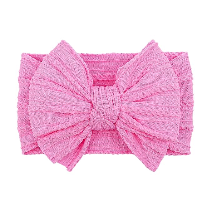 LemonSpace Handmade Baby Girls Bows Soft Stretchy Nylon Hair Bands Hair Accessories Baby headbands with Bows for Newborn Baby Girls Infant Toddlers Kids(Pink