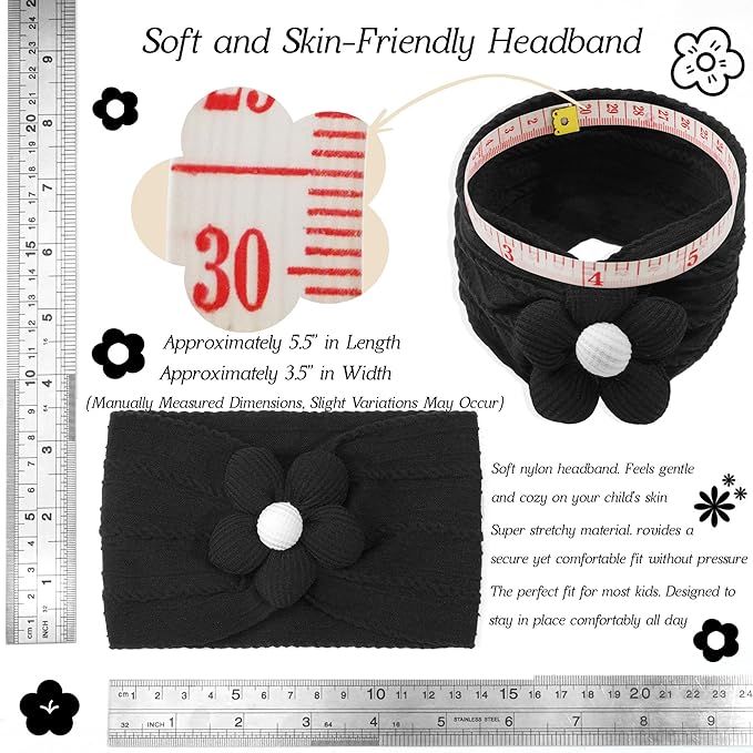 CÉLLOT 5 Pcs Baby Flower Headbands Baby Girls Nylon Headbands Soft Hairbands Hair Accessories for Newborn Infant Toddler Kids(Autumn/Winter Colors)