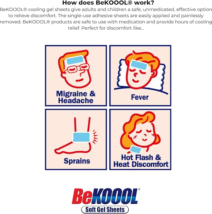 BeKOOOL Migraine Gel Sheets - 4 Count