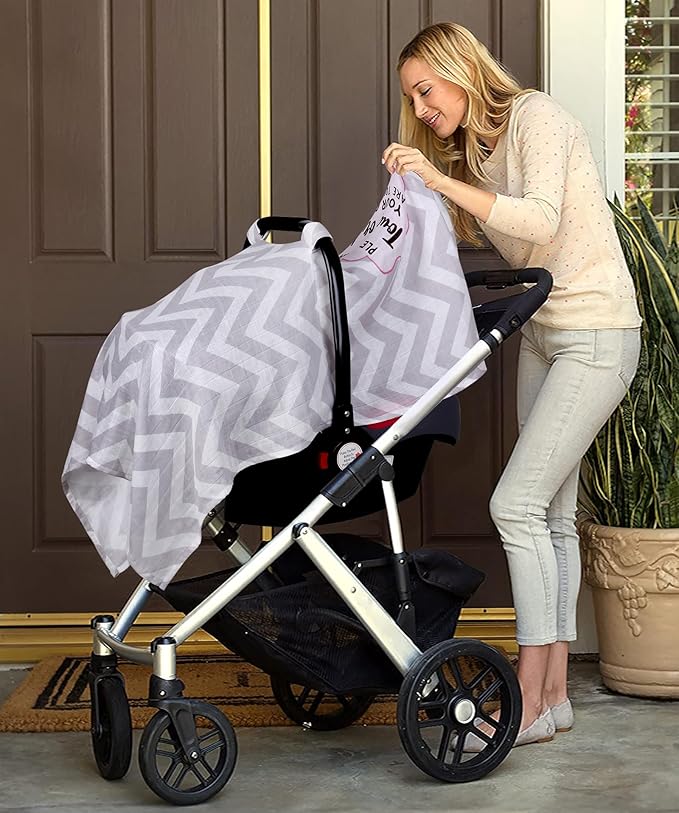 Metplus Muslin Carseat Cover for Babies,Breathable Infant Carseat Cover Lightweight Baby Carrier Cover for Girls Boys, Fit Spring Summer/Hot Days/Warm Weather