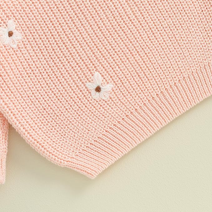Mubineo Baby Girl Winter Clothes Cute Flower Sweater Crewneck Pullover Long Sleeve Knit Newborn Infant Sweaters