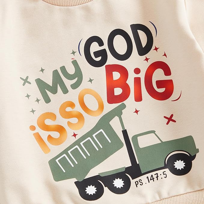 Toddler Baby Boy Fall Winter Outfits Tractor Print Long Sleeve Sweatshirt Pants Set Kids Sweatsuit Clothes