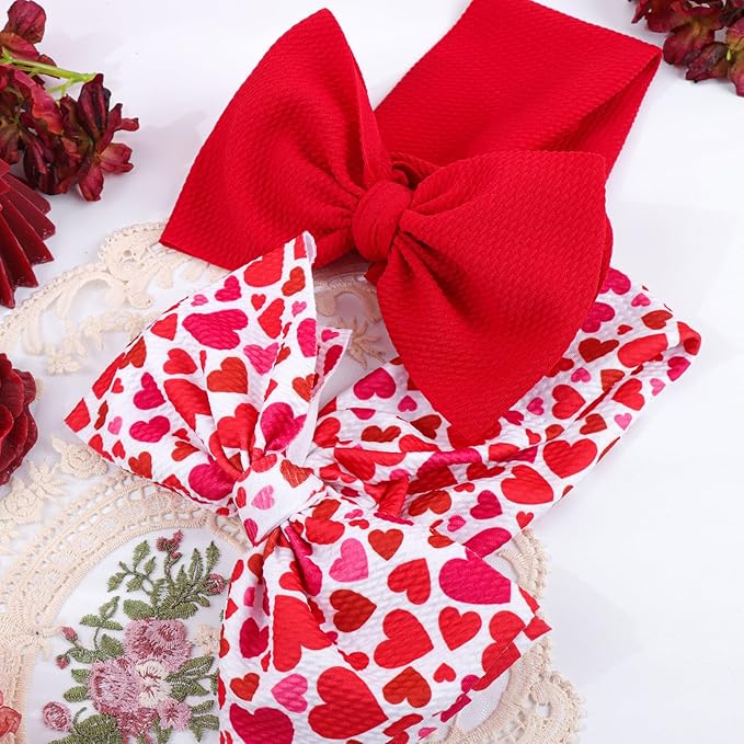 YanJie Baby Girls Big Bows Headbands 2 Pack (Red) 4-18 Months