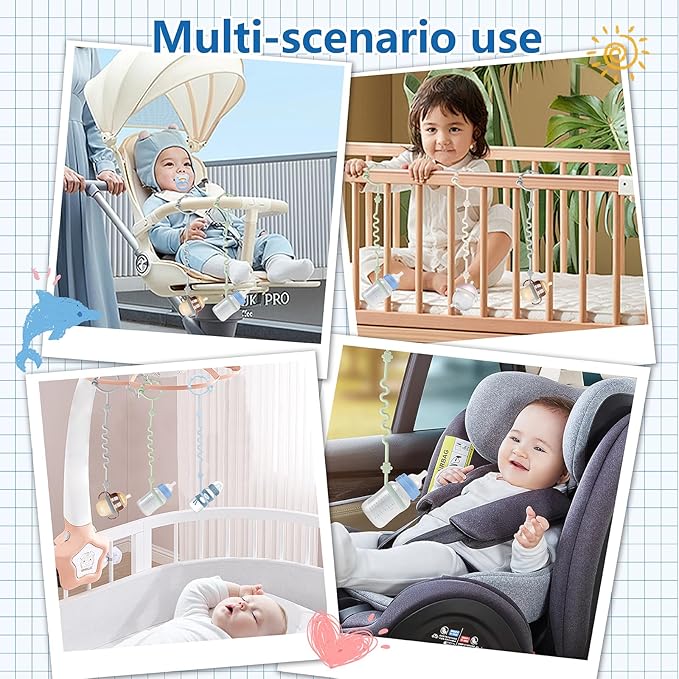 RTMOK (4Pcs) Sippy Cup Strap Keep Bottles and Sippy Cups Off The Floor, Sippy Cup Holder Strap Suitable for High Chairs, Strollers and Water Bottles- Dishwasher Safe