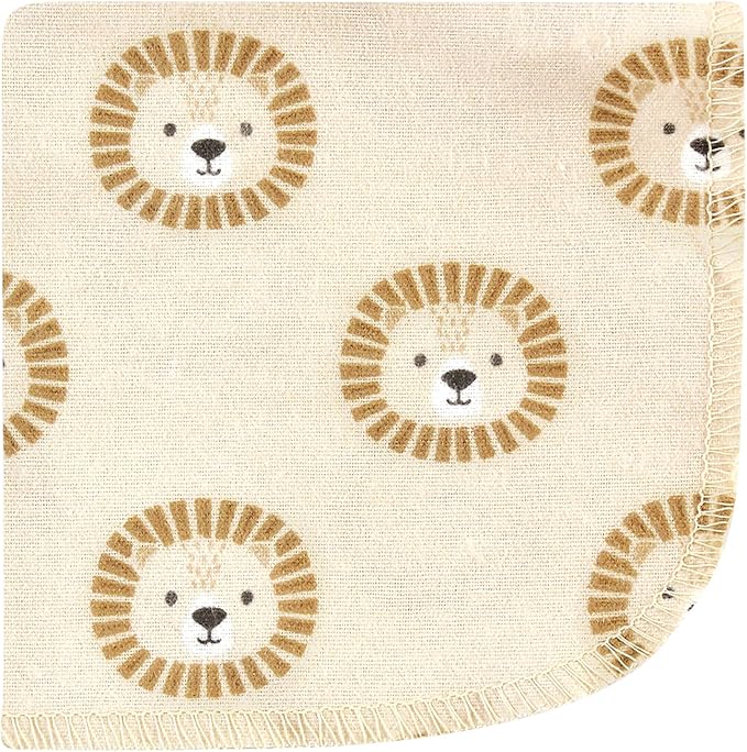 Hudson Baby Unisex Baby Flannel Cotton Washcloths, Brave Lion 12 Pack, One Size