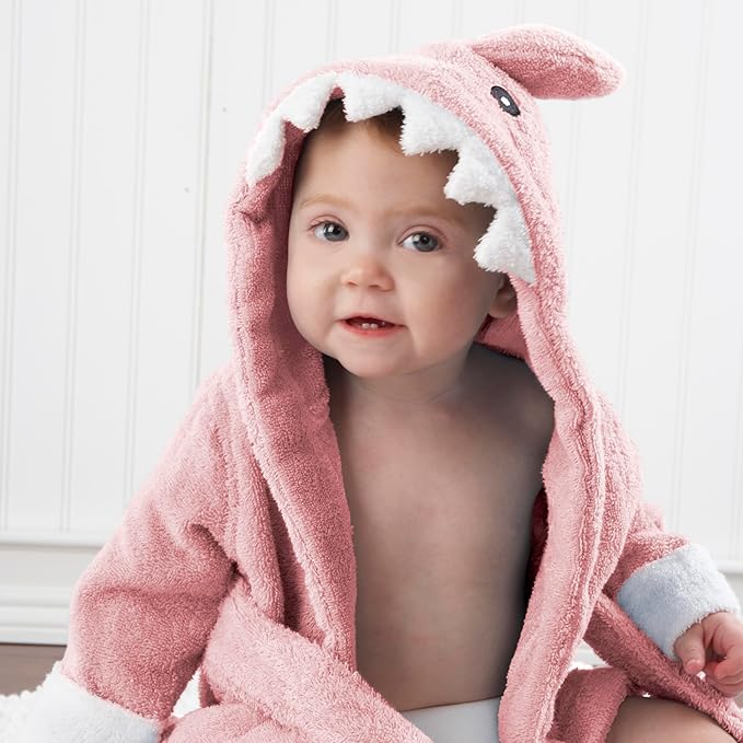 Baby Aspen Baby Shark Hooded Towel/Newborn Spa Bath Robe, Baby Beach Towel | Baby Bath Towel