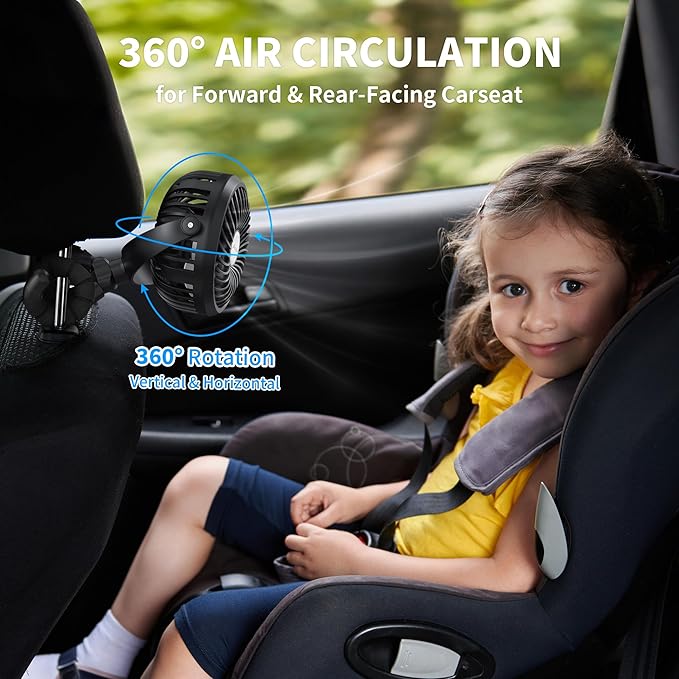 AMACOOL Battery Operated Stroller Fan, Baby Travel Essentials for Beach Disney, Newborn Boy & Girl Showers Gifts Registry Search, Rechargeable Clip On Fan for Car Seat Wagon Crib Bike Treadmill