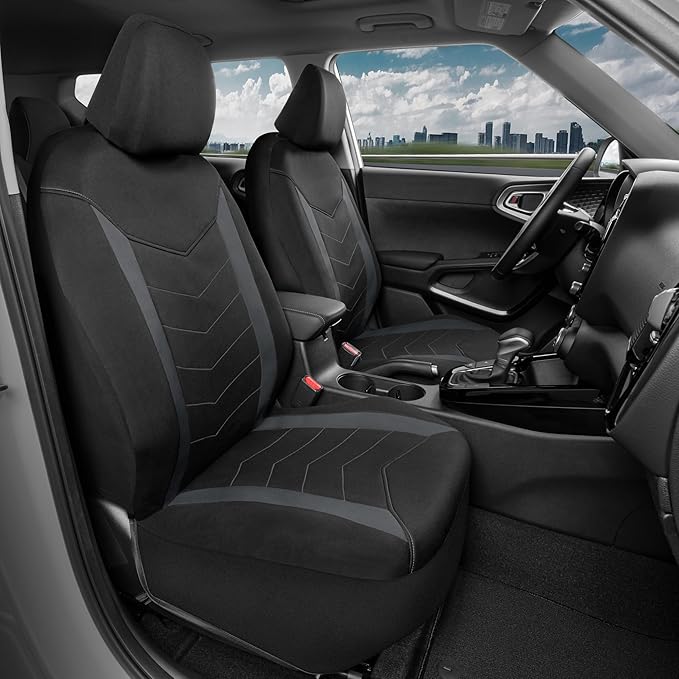Motor Trend SpillGuard 2 Charcoal Gray Seat Covers for Cars & Seat Covers for Trucks - Neoprene Waterproof Car Seat Covers Front Seats Only - SUV Seat Covers Protector - Forros para Asientos de Carro