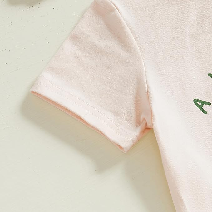 fhutpw Toddler Baby Boy Summer Clothes Tractor Letter Short Sleeve T-Shirt Tops Pockets Casual Shorts Set Infant Outfits