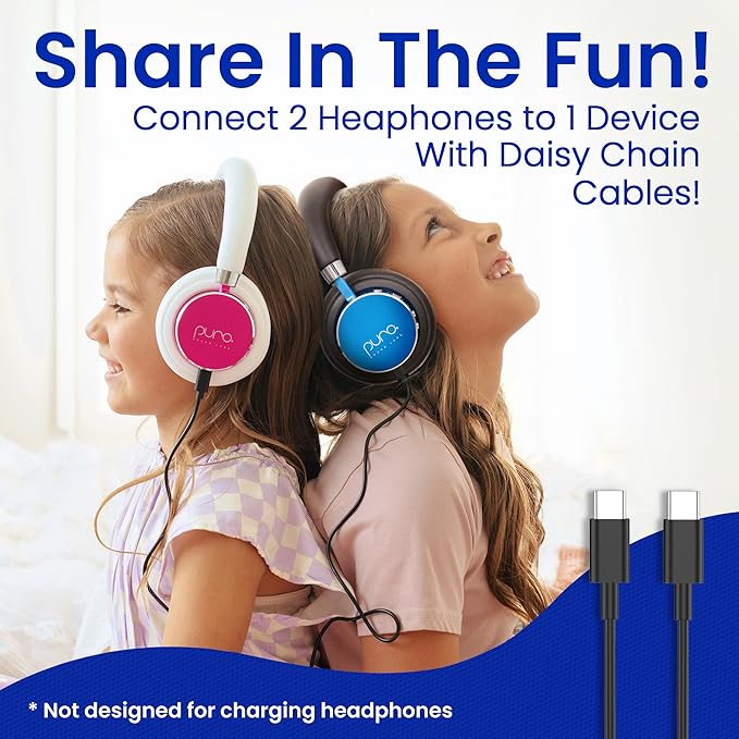 Puro Sound Labs Kids Wireless Headphones – Volume-Limiting 85dB, Built-In Mic, Studio-Grade Sound, 20-Hour Battery Life, Comfortable Fit & Easy to Connect Kids Bluetooth Headphones – BT2200 Plus, Blue