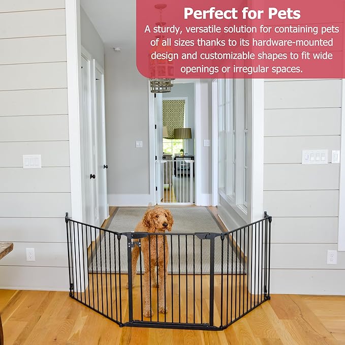 Cardinal Gates EX100 XpandaGate Expandable Baby Gate - Extra Wide Dog Gate - Adjustable Safety Gate for Kids & Pets - 30 to 90 Inches Wide - White