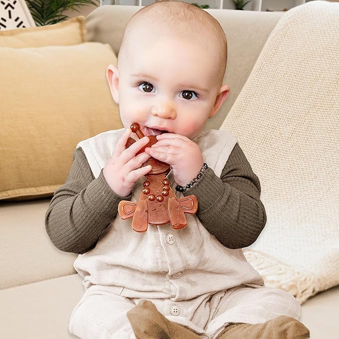 LittleBamber Baby Teething Toy – Natural Rubber Giraffe Teether for Babies 0-18 Months, BPA-Free, Textured Toy for Comfort and Oral Development