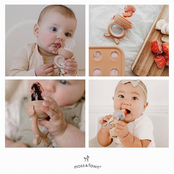 Moss and Fawn Forage Feeder - Soothing Silicone Frozen Breast Milk Popsicle & Baby Food Teething Toy, Pacifier, Fruit Feeder, & Teether - BPA, PVC & Phthalate-Free - Fern